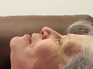 Grey haired granny blowjob