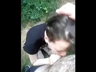 Younger girl gives blow job to older