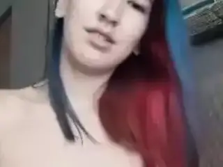 Blue hair and braces