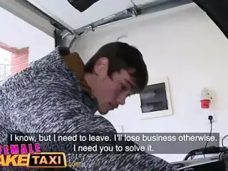 Female Fake Taxi Mechanic gives blonde a full sexual service