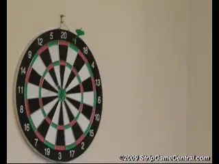 Three girls playing Strip Darts game