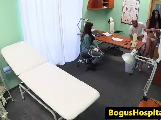 Patient walks in on doctor pussy fucking nurse