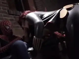 sexy black widow with her latex tits and ass