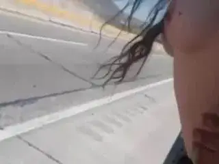 big tits babe handjob and fucked on the highway