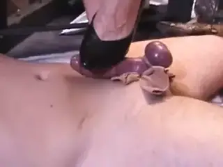 MILF gives Cumslut slave a Shoejob in Heels (BDSM)