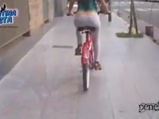 Most Amazing Ass Riding a Bike with a String Thong and Camel