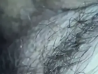 Cream pie on my girls hairy pussy