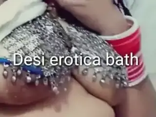 horny bengali wife sensual bathing showing asset