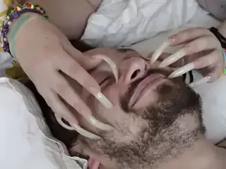 face scratching with long sharp nails