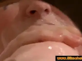 Cock jerking off in a sweet blonde ass