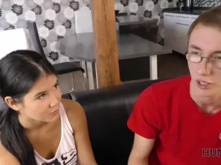 HUNT4K. Nerdy cuckold watches girlfriend fucked by muscular