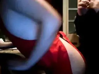 wife pegging subby hubby in the kitchen