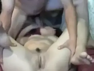 She dildos her ass while he fucks her mouth