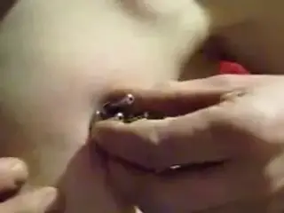 Shaved Pierced Nipple Torture
