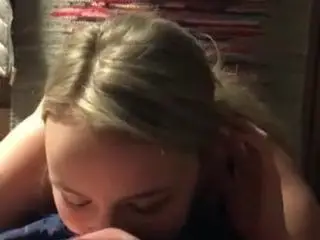 Beautiful blond sucks POV