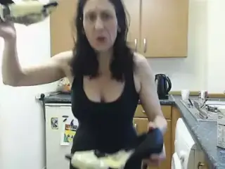Messy custard in heels challenge