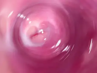 Camera inside my tight creamy pussy, Internal view of my horny vagina