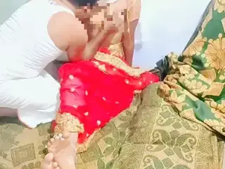 Desi couple sex In Red saree