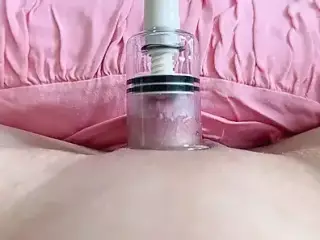 Pump on my clit and pink pussy! My clit got swollen and pulsating, I need someone to lick it