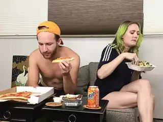 HOT Woman and Sexy Man Eating