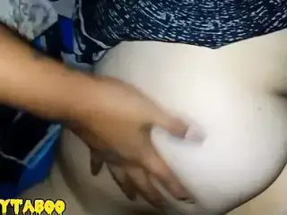 Big ass step sister likes to have the milk poured on her buttocks