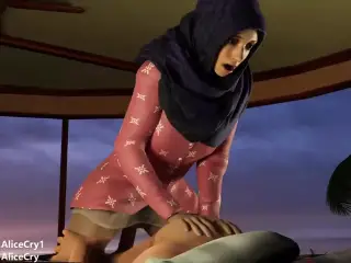 Hot Girl in a Headscarf Rides a Cock Enthusiastically Until She Cums