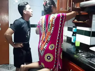 Trying My Stepmother's Delicious Pussy in the Kitchen. Full Video