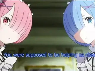Gang. Rem and Ram Joi. Hentai