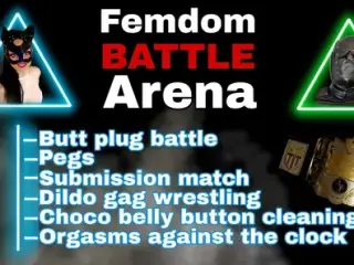 Femdom Battle Arena Wrestling Game FLR Pain Punishment CBT Buttplug Kicking Competition Humiliation Mistress Dominatrix