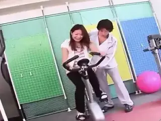 Young sexy Asian girl Haruna Sakurai came to the gym to work out with her personal trainer