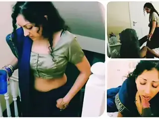 Hindi dirty old man - blowjob cum swallow - saree deepthroat cumshot