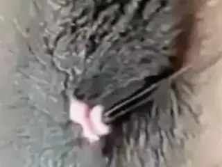 Enjoying intense orgasm with my tiny dildo on hairy pussy