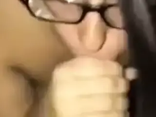 Nerdy Latina gives Loving Blowjob
