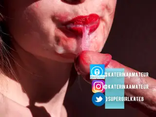 Sexy Close-Up Blowjob with my GF Red Lips 4K KaterinaAmateur