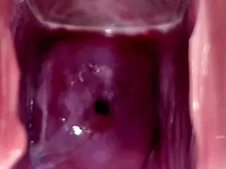 Cervix Throbbing and Flowing Oozing Cum During Close Up Speculum Play