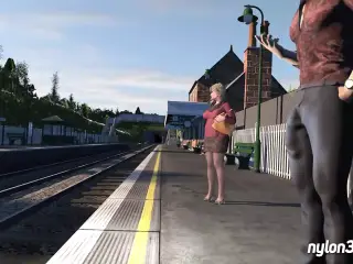 Train ride with horny blonde