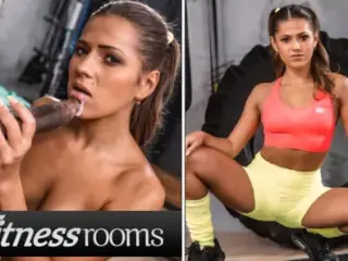 Fitness Rooms Petite Teen Sereyna Gomez takes BBC hardcore fucking cum in mouth blowjob at the gym