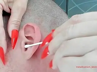 Asmr ear cleaning fetish mature cougar long nails