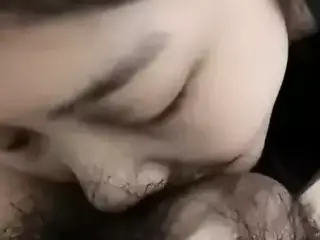 Cute asian girl trying out blowjob for a big fat cock