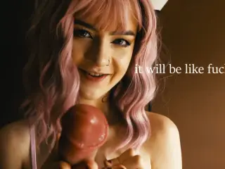 Girl testing dildos on her boyfriend