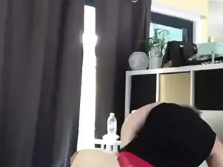 Mandy riding cock in red panties
