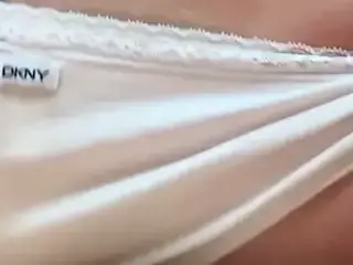 Playing in white cotton panties