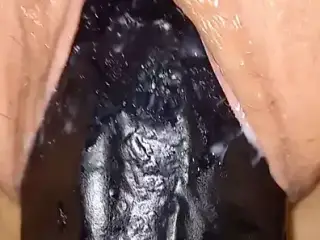 Squirting on Monster Dildo, German FERKELCHEN