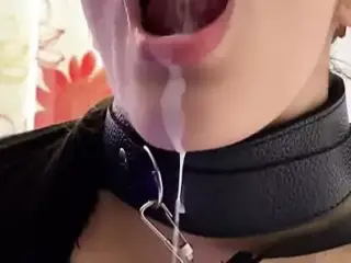 Tied up Arab Muslim girl getting milk in her mouth