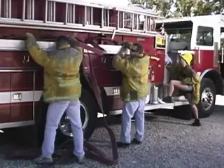 These super sexy firefighters had incredible sex next to their fire truck after cleaning it