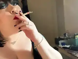 BBW Tina Snua Chain Smoking Cigarettes With Nose Exhales