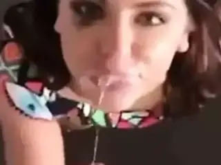 Brunette slut blowjob and cum in mouth