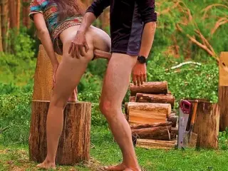 A woodcutter fucks in the ass 18yo schoolgirl lost in the forest