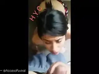 Babe sucking her neighbor's cock