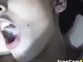 Girl eats boy’s cock and he cums in her mouth